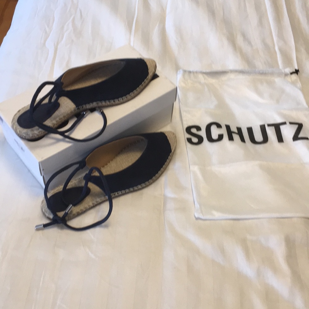 Schutz Leather/Suede Laba Wraparound Espadrille